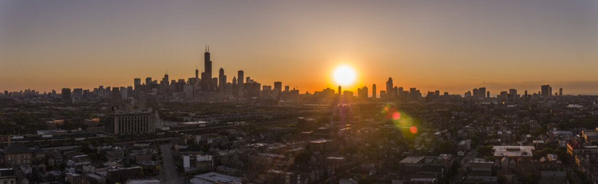 Chicago sunrise from the south