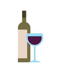 bottle liquor and wine cup image vector illustration