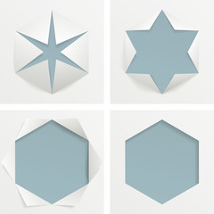 Paper cut, hexagon. Vector illustration that simulates the cut out paper style. Colors can be easily changed (two global colors, one for the top sheet of paper and one for the back)