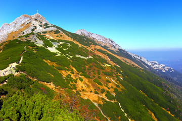 Poland, Tatra Mountains, Zakopane - Giewont, Szczerba, Dlugi Giewont, Wielki Uplaz peaks and Wyznia...