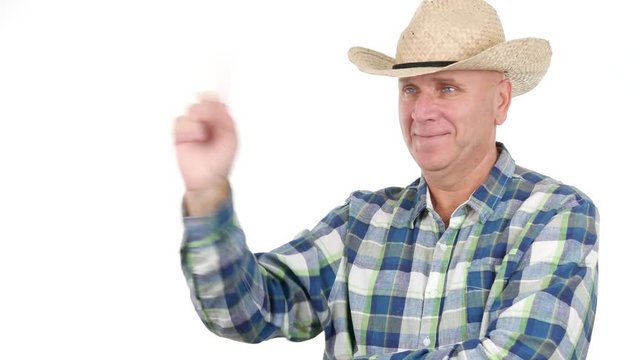  Happy Farmer Negation Country Man Smiling Make No Sign with Finger