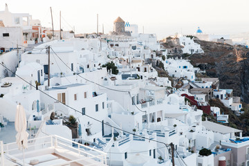 Fototapeta premium Santorini, white architecture sea view in Greece,Imirovigli.