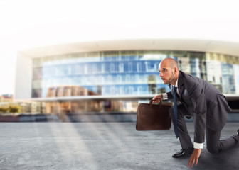 Businessman ready to start. Competition and challenge in business concept