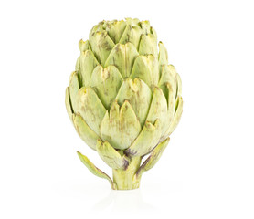 Obraz premium One globe artichoke flower isolated on white background fresh raw.