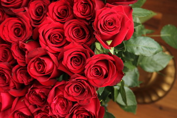 Close-up of a beautiful bouquet of red roses. Isolated on white background