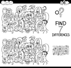 differences game with people group coloring book
