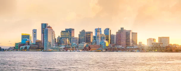 Outdoor kussens Panorama view of Boston skyline with skyscrapers at twilight in United States © f11photo