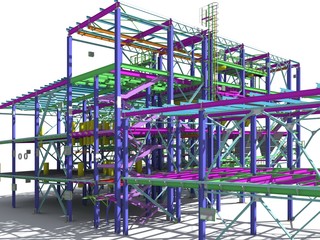 3D rendering-models of industrial buildings from metal. Engineering background. Industrial background. Isolated on a white background.