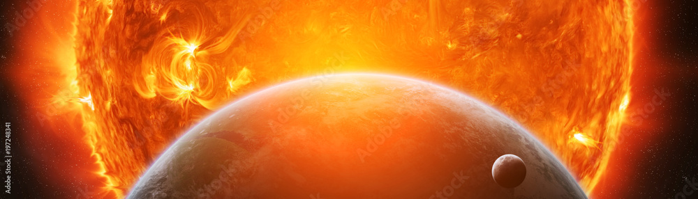 Wall mural exploding close to planet earth 3d rendering elements of this image furnished by nasa