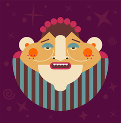 Fantastic man portrait with beard. Vector avatar