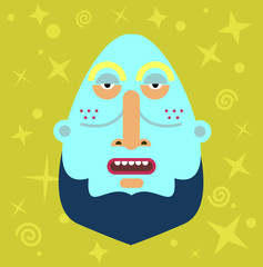 Fantastic man portrait with beard. Vector avatar