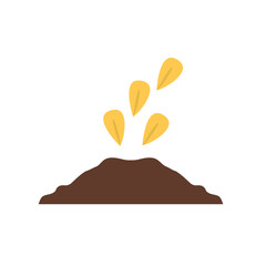 Obraz premium Vector illustration grain planted in the ground. Flat style.