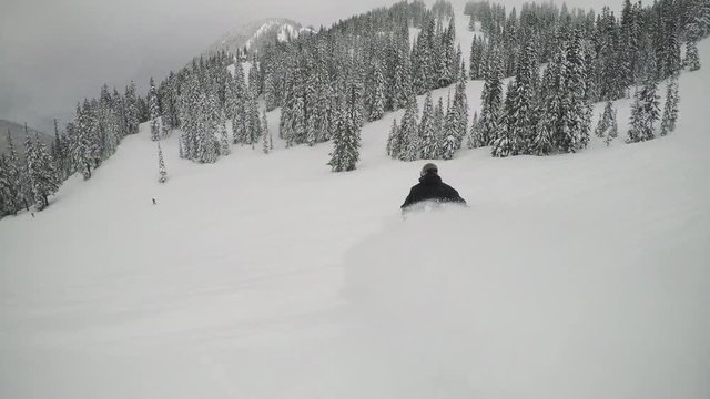 Snowboard Follow Cam Ski Resort Powder Spray
