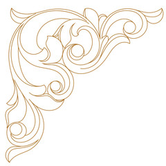 Fototapeta premium Golden vintage baroque ornament, corner. Retro pattern antique style acanthus. Decorative design element filigree calligraphy vector. - stock vector