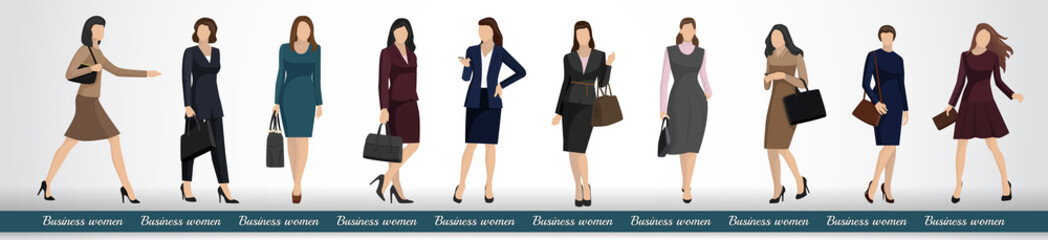 A group of business women in elegant business suits
