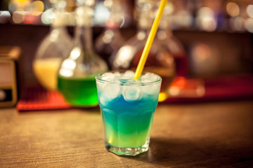 alcohol colorful cocktail in a bar