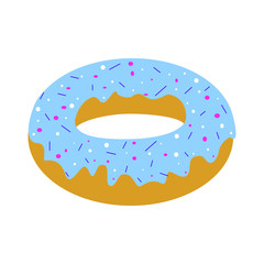Blue donut cartoon style isolated vector illustration