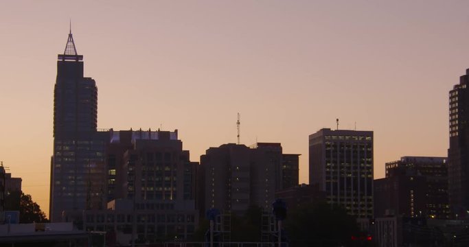 Raleigh NC skyline at dawn