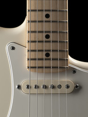 white electric guitar close up