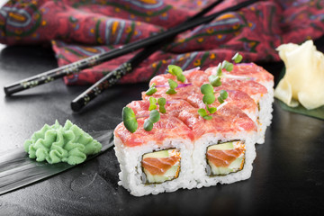 Japanese roll with tuna and salmon