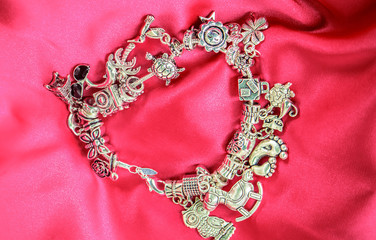 bracelet with charms. selective focus. 