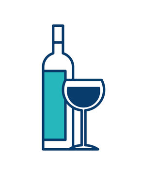 bottle liquor and wine cup image vector illustration green and blue design