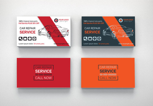 Automotive Services Business Card Layouts 4