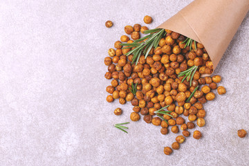 Indian cuisine. Roasted chickpeas with lime and rosemary