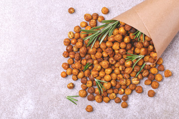 Indian cuisine. Roasted chickpeas with lime and rosemary