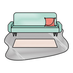 living room sofa cushion carpet furniture decoration interior vector illustration