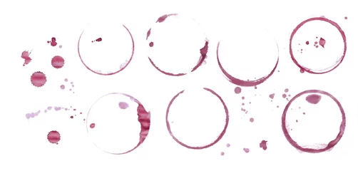 Fotobehang Rode wijn vlek ringen geïsoleerd op witte achtergrond © breakingthewalls