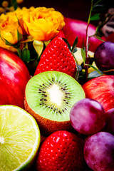 different fruits together close-up