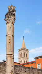 Fototapeta na wymiar Kathedrale der heiligen Anastasia und Säule in der Altstadt von Zadar, Kroatien