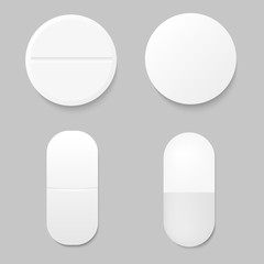 Set of realistic drugs. Vector.