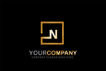 Obraz premium N Logo Design Golden Concept