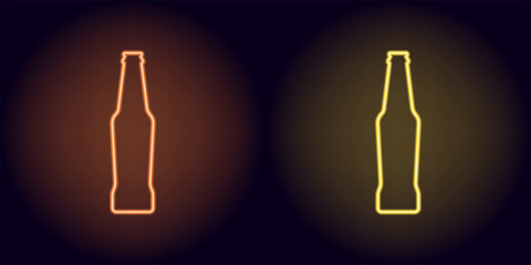 Orange and yellow neon beer bottle