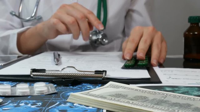 female doctor works and studies a recipe