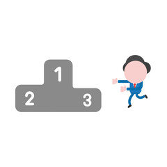 Vector illustration businessman character running to podium