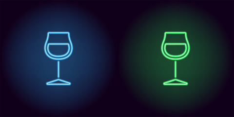 Blue and green neon wineglass