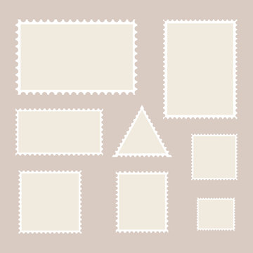 Postage stamp template. Set of blank stamps.