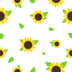 Sunflower seamless pattern. Seamless background with yellow summer flowers. Summer or spring print
