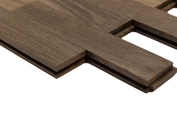 Oak old dark parquet on isolated image