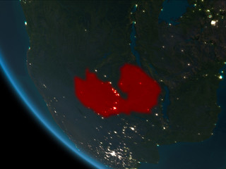 Zambia at night from orbit