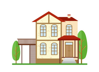 Vector illustration modern house, real estate, family home, apartment, cottage, building concept in flat style.
