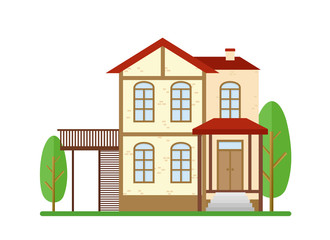 Vector illustration modern house, real estate, family home, apartment, cottage, building concept in flat style.