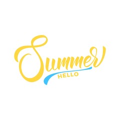 Summer. Brush lettering design Hello Summer. Trendy Summer typography