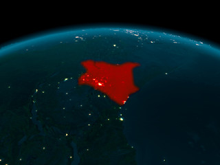 Orbit view of Kenya at night