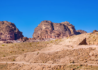 Fototapeta na wymiar Panoramic view of the hidden city of Petra