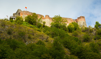 Fototapeta na wymiar Castle of Dracula is on the green mountain