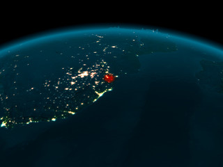 Orbit view of Swaziland at night